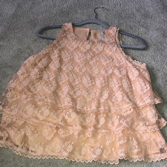 Elegant Lace Layered Peach Top - Picture 13 of 15